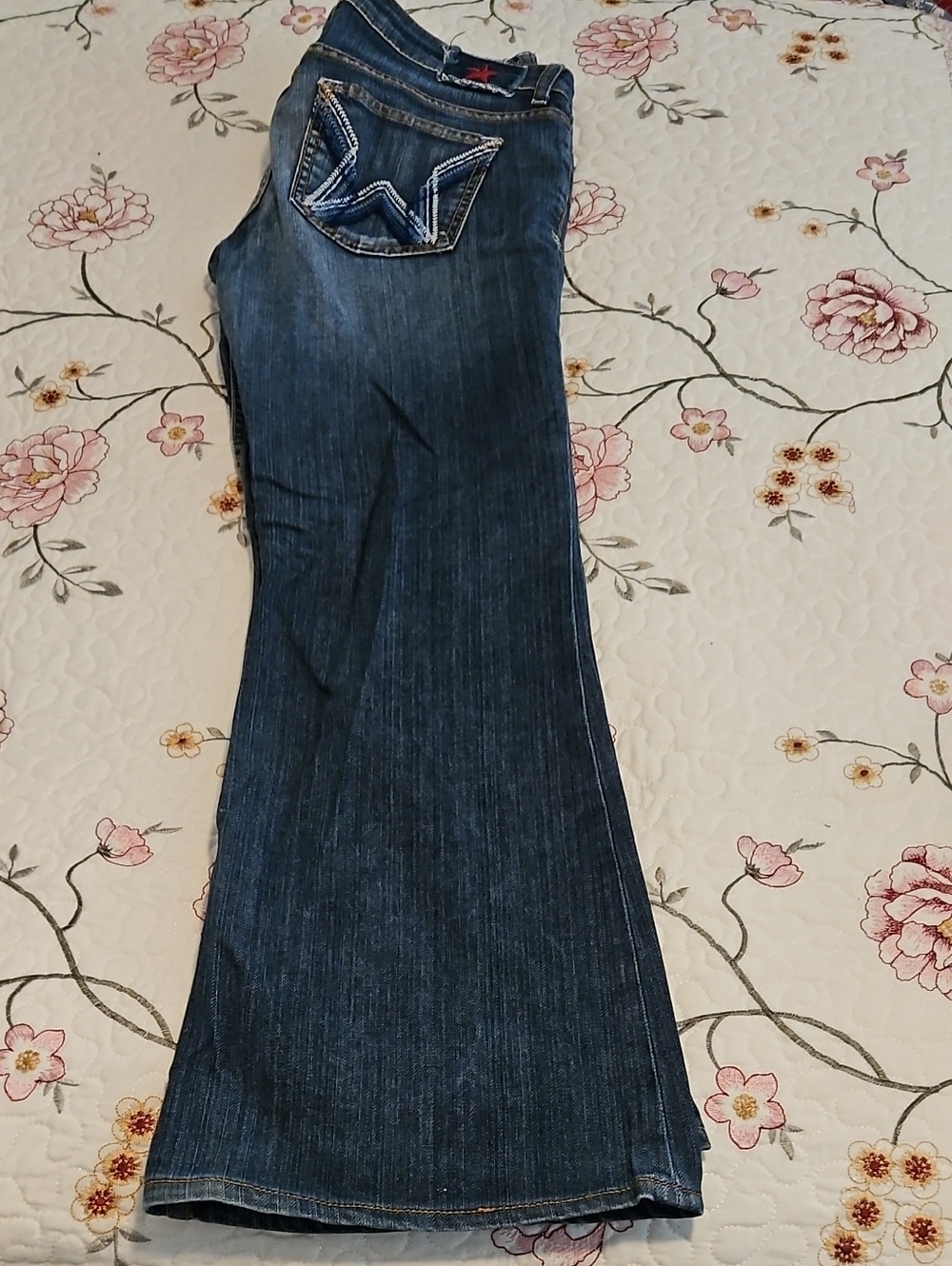 People's Liberation Dark Blue Bootcut Jeans with Embroidered Back Pocket